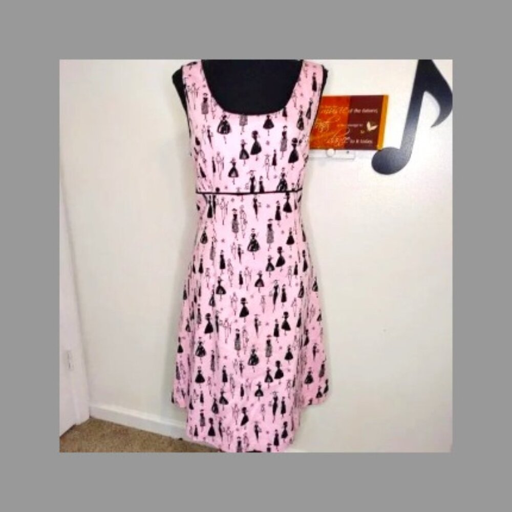 Paraphrase pink/black dress with dresses pattern Size 16